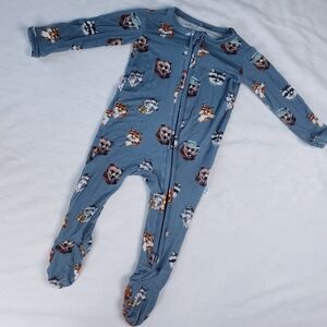 Posh Peanut Bamboo Wolf Bear Raccoon Double Zipper Footed Sleeper Footie Pajama